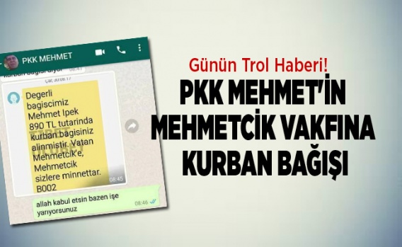 PKK Mehmet'in Mehmetcik Vakfına kurban bağışı 1