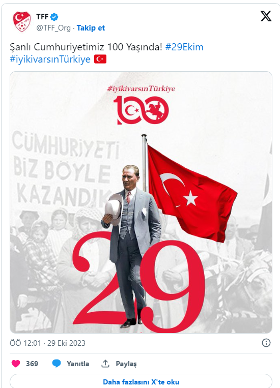 Kulüpler Cumhuriyet'in 100. yılını kutladı 1