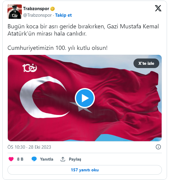 Kulüpler Cumhuriyet'in 100. yılını kutladı 2