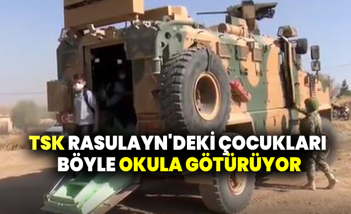 Türk Silahlı Kuvvetleri Rasulayn'deki çocukları böyle okula götürüyor