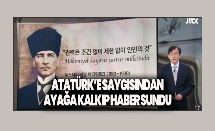 Atatürk'e saygısından ayağa kalkıp haber sundu!