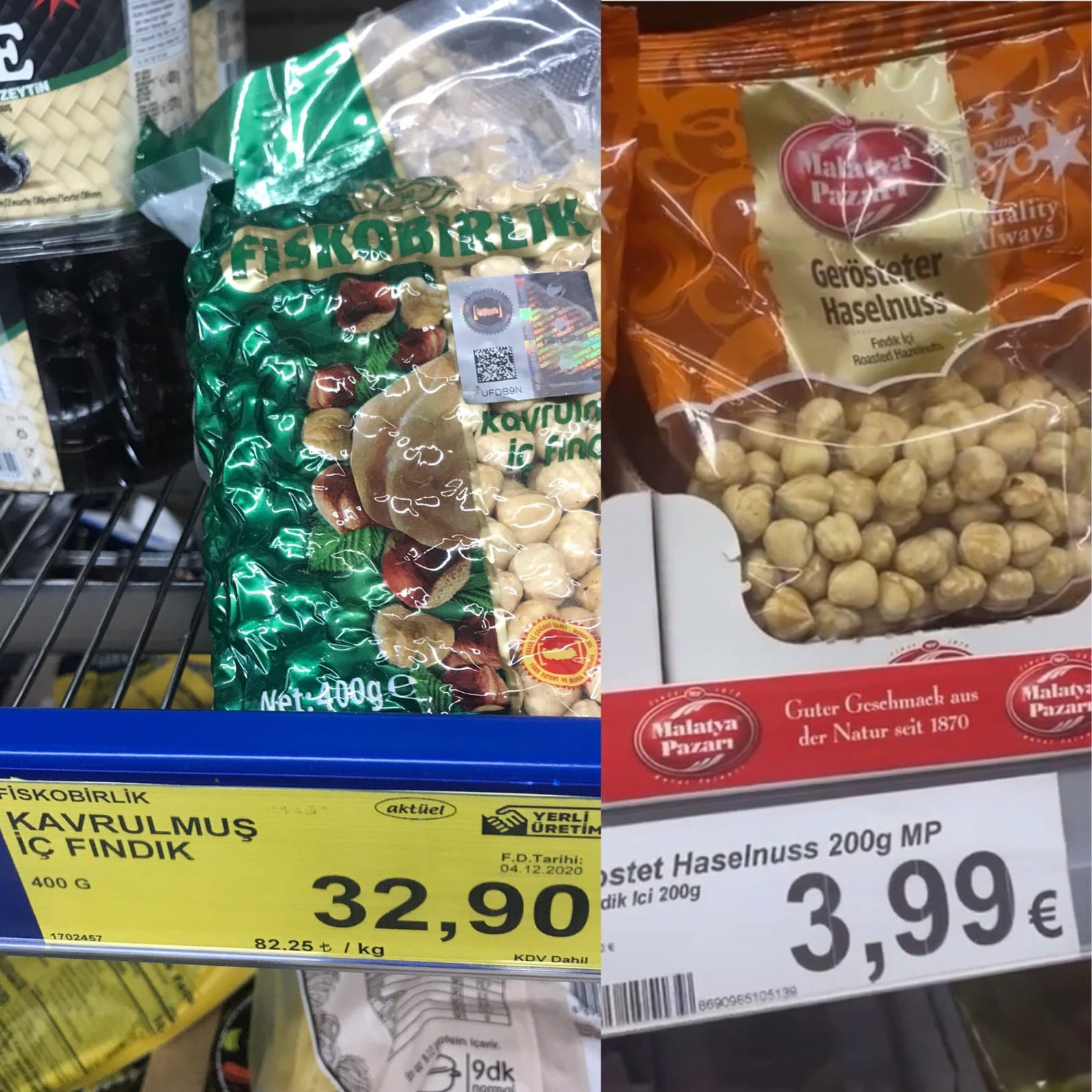 Fındığın üreticisi Türkiye'de fındık lüks bir yiyecekken, fındık üretmeyen Almanya'da fındık bakın ne kadar?