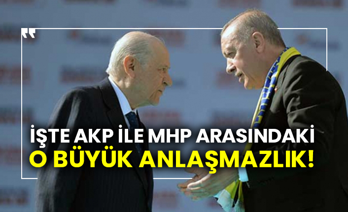 İşte AKP ile MHP arasındaki o büyük anlaşmazlık!