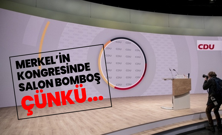 Merkel’in kongresinde  salon bomboş çünkü...