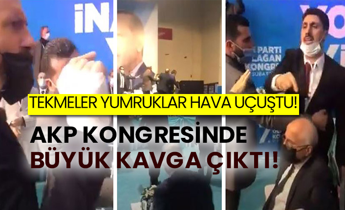 Tekmeler yumruklar hava uçuştu!  AKP kongresinde büyük kavga çıktı!