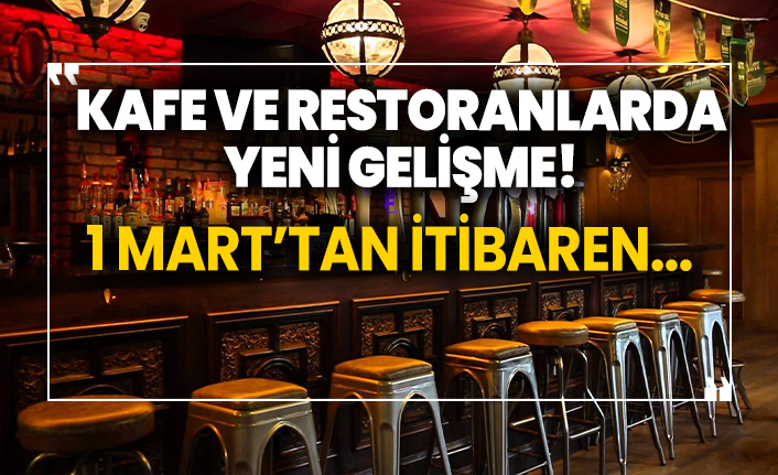 Kafe ve restoranlarda yeni gelişme!