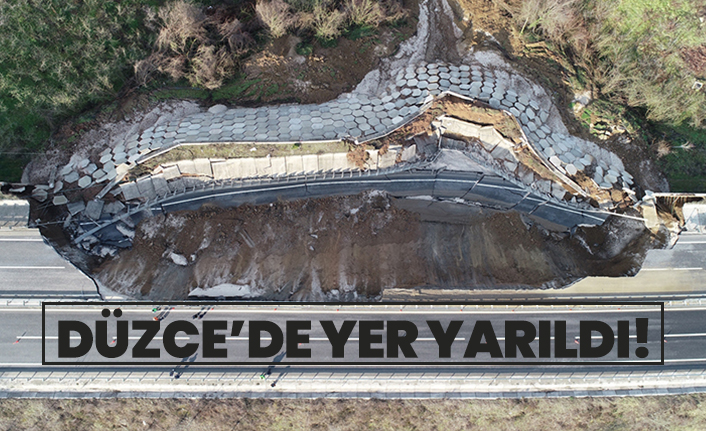 Düzce’de karayolunda 85 metrelik çukur oluştu