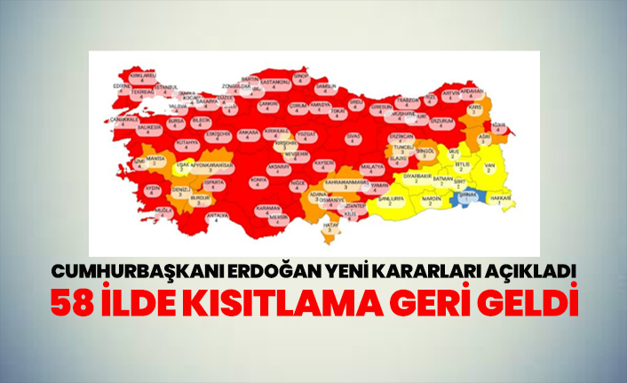 Cumhurbaşkanı Erdoğan yeni kararları açıkladı "58 ilde kısıtlama geri geldi"
