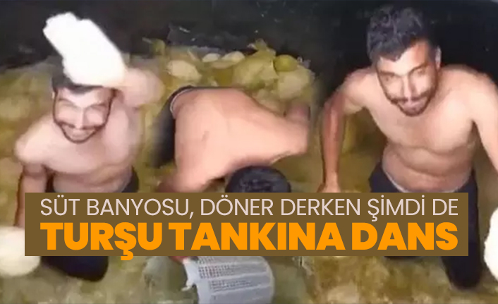 Süt banyosu, döner derken şimdi de turşu tankına dans!