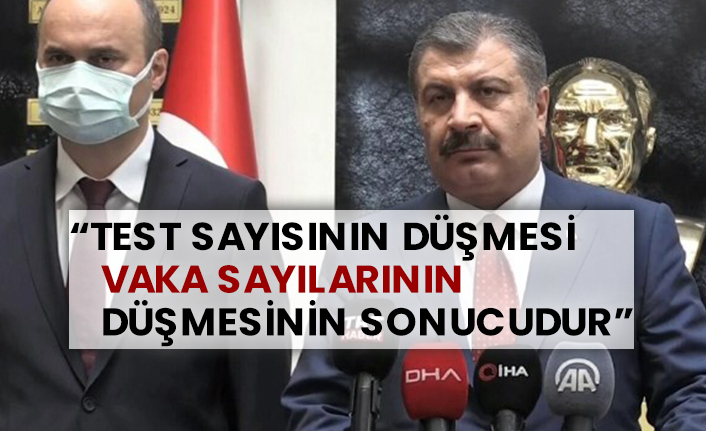 Fahrettin Koca: Test sayısının düşmesi vaka sayılarının düşmesinin sonucudur