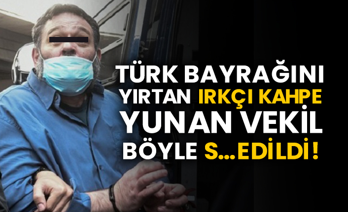 Türk bayrağını yırtan ırkçı kahpe Yunan vekil böyle s…edildi!