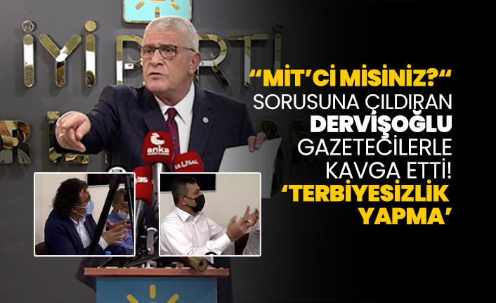 “MİT’ci misiniz?“ sorusuna çıldıran Müsavat  Dervişoğlu gazetecilerle  kavga etti! ‘Terbiyesizlik yapma’ diye bağırdı
