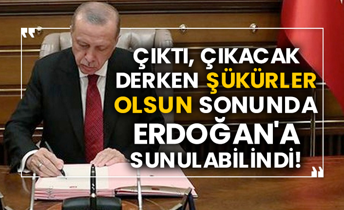 Çıktı, çıkacak derken şükürler olsun sonunda Erdoğan'a sunulabilindi!