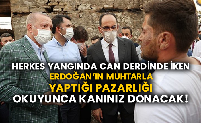 Herkes yangında can derdinde iken Erdoğan’ın muhtarla yaptığı pazarlığı okuyunca kanınız donacak!