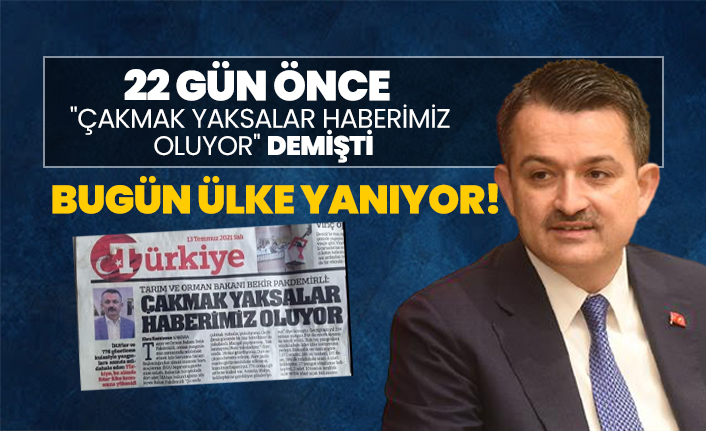 Bakan Bekir Pakdemirli 22 gün önce  ''Çakmak yaksalar haberimiz  oluyor'' demişti, bugün ülke yanıyor
