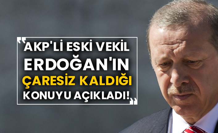 AKP'li eski vekil Erdoğan'ın çaresiz kaldığı konuyu açıkladı!