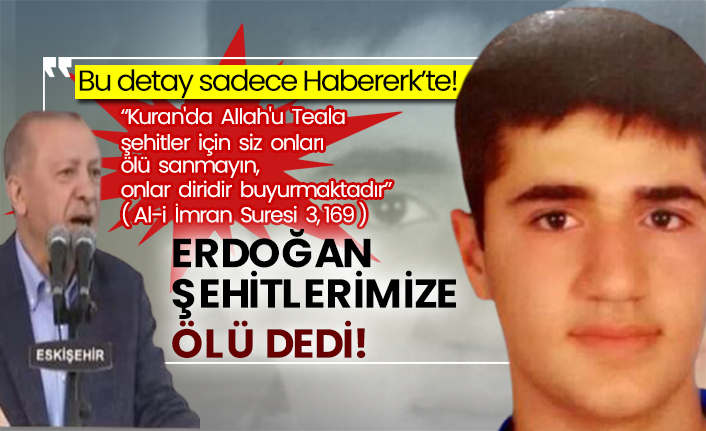 Bu detay sadece Habererk’te! Erdoğan şehitlerimize ölü dedi! “Kuran'da Allah'u Teala şehitler için siz onları ölü sanmayın, onlar diridir buyurmaktadır” (Al-i İmran Suresi 3, 169)