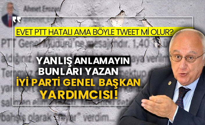 Yanlış anlamayın bunları yazan İYİ Parti Genel Başkan Yardımcısı! Evet PTT hatalı ama böyle tweet mi olur?