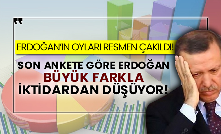 Erdoğan’ın oyları resmen çakıldı! Son ankete göre Erdoğan büyük bir farkla iktidardan düşüyor!