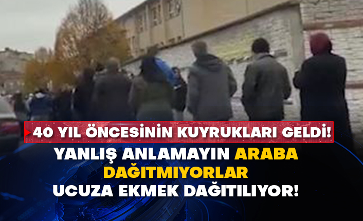 40 yıl öncesinin kuyrukları geldi! Yanlış anlamayın araba dağıtmıyorlar ucuza ekmek dağıtılıyor!