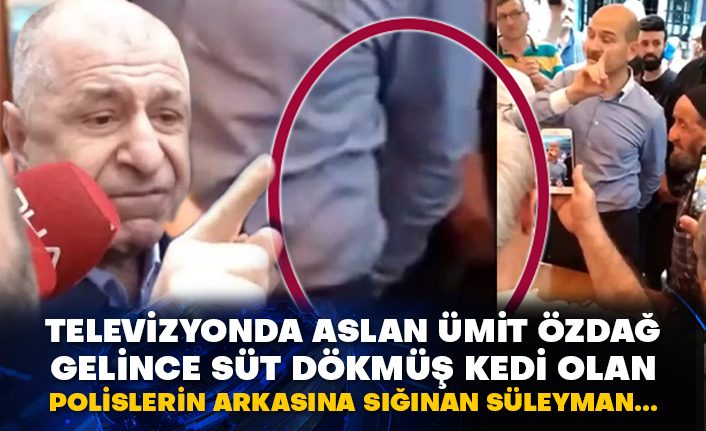 Televizyonda aslan Ümit Özdağ gelince süt dökmüş kedi olan polislerin arkasına sığınan Süleyman...