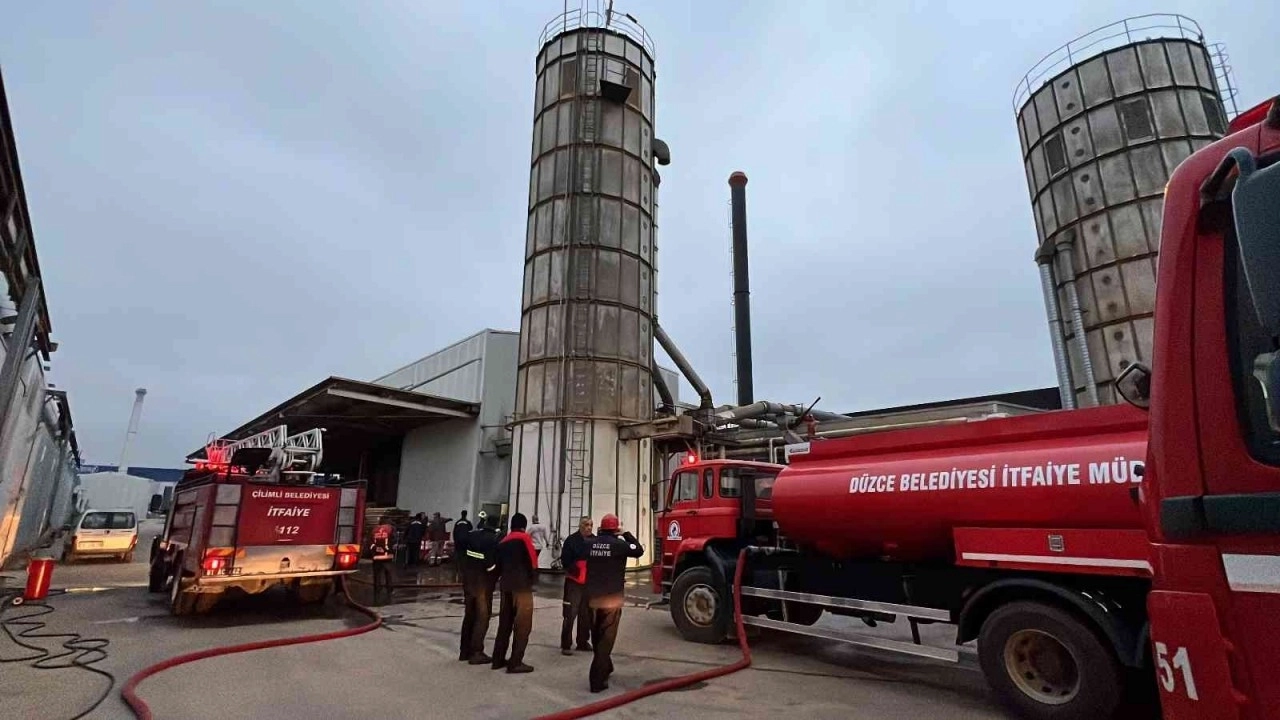 Düzce'de fabrikanın kazanında yangın
