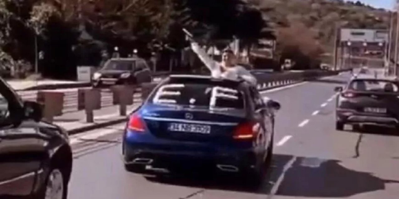 Bu da eli silahlı maganda gelin!