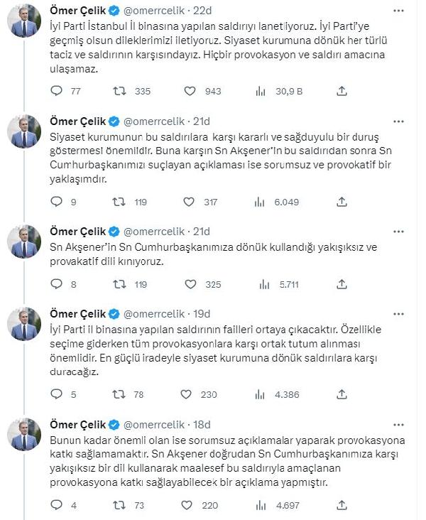 AK Parti'li Çelik: Akşener'in, Cumhurbaşkanımıza kullandığı provokatif dili kınıyoruz