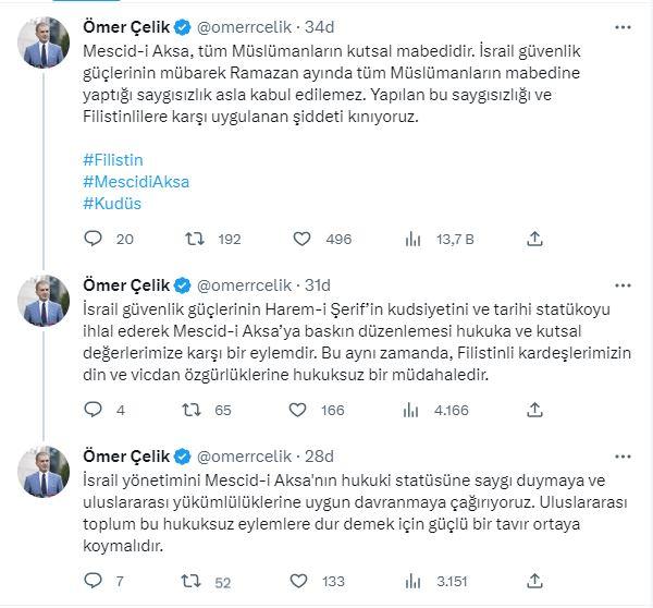 AK Parti'li Çelik: Mescid-i Aksa'ya yapılan saygısızlığı kınıyoruz