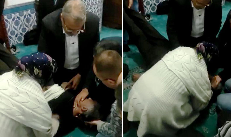 Namazda kriz geçiren adama başkan müdahale etti