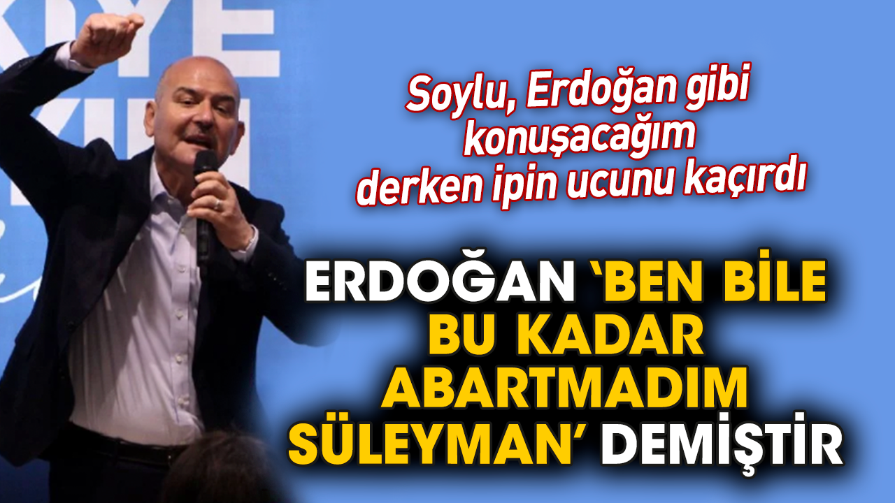 Soylu, Erdoğan gibi konuşacağım derken ipin ucunu kaçırdı. Erdoğan ‘ben bile bu kadar abartmadım Süleyman’ demiştir