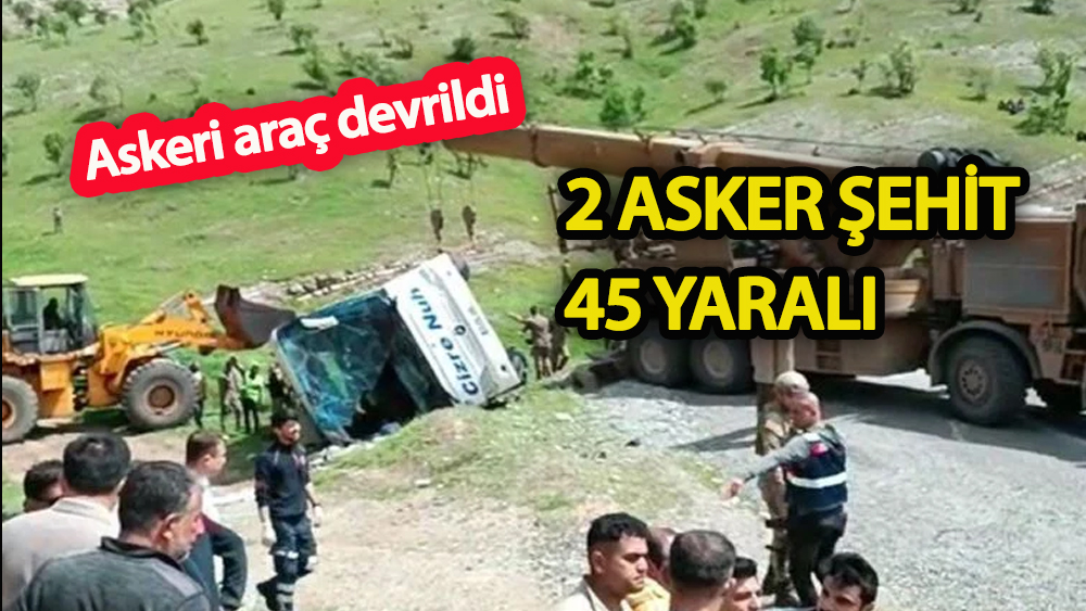 Otobüs devrildi: 2 şehit 45 yaralı