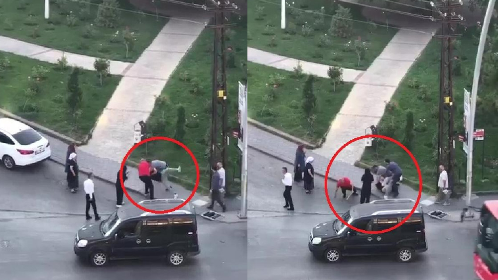 Trafikte sopa ve sandalyeli kavga kamerada