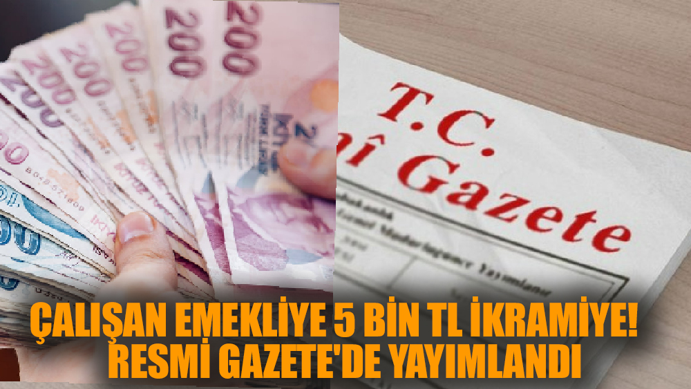 Çalışan emekliye 5 bin TL ikramiye!  Resmi Gazete'de yayımlandı