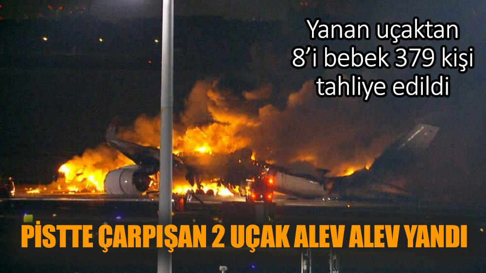 Havalimanına inen yolcu uçağı alev alev yandı