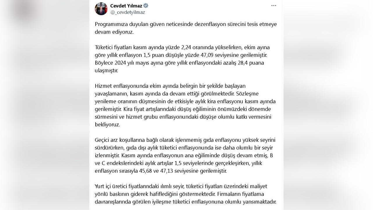 Cevdet Yılmaz'dan dezenflasyon açıklaması