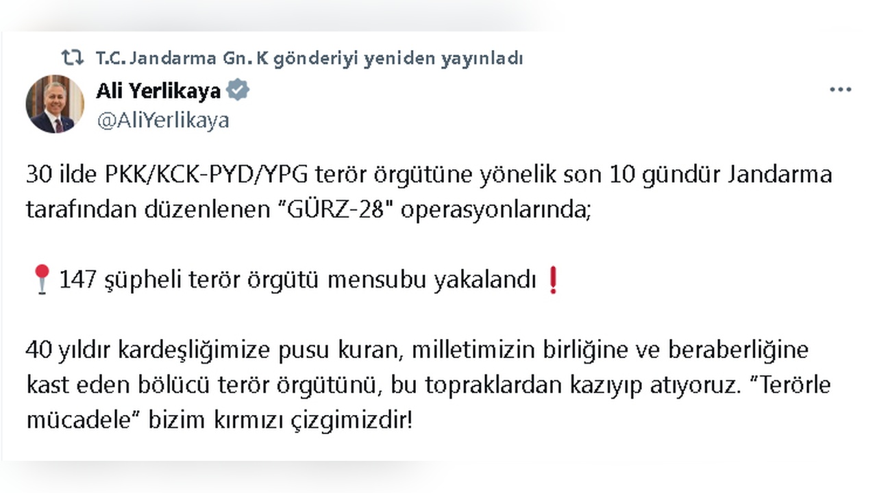 30 ilde düzenlenen terör operasyonları: 147 gözaltı