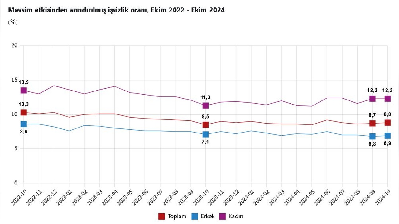 Türkiye'de İşsizlik Oranı Yüzde 8,8'e Geriledi