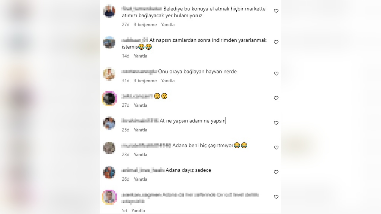 Marketin Kapısında Bağlı At Dikkat Çekti