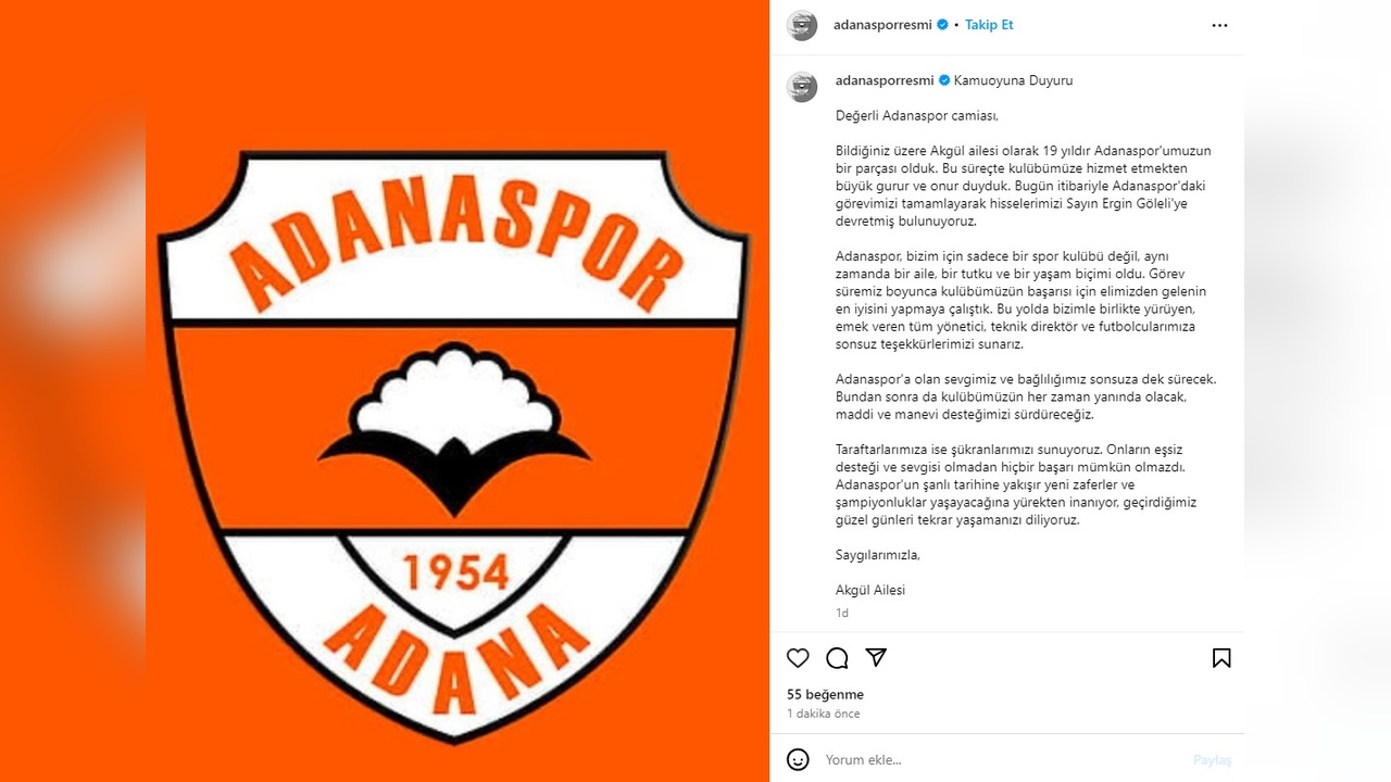 Adanaspor Hisseleri Yeni Sahiplerine Geçti