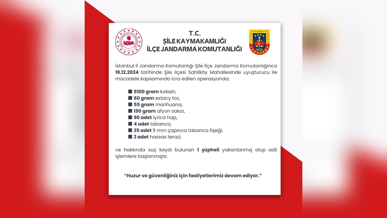 Şile'de Uyuşturucu Operasyonu: Bir Gözaltı