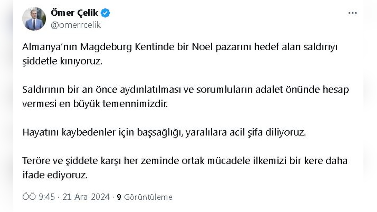 Çelik'ten Almanya'daki Saldırıya Sert Tepki