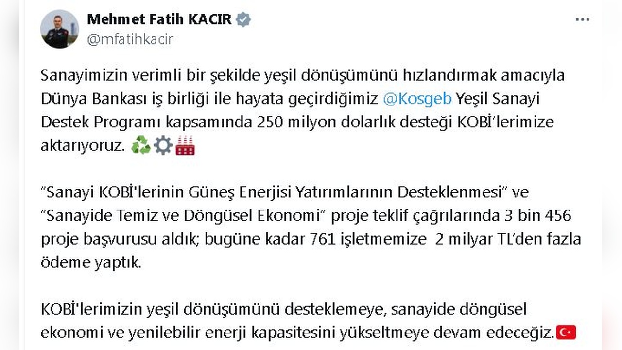 KOBİ'lere 250 Milyon Dolarlık Destek Müjdesi