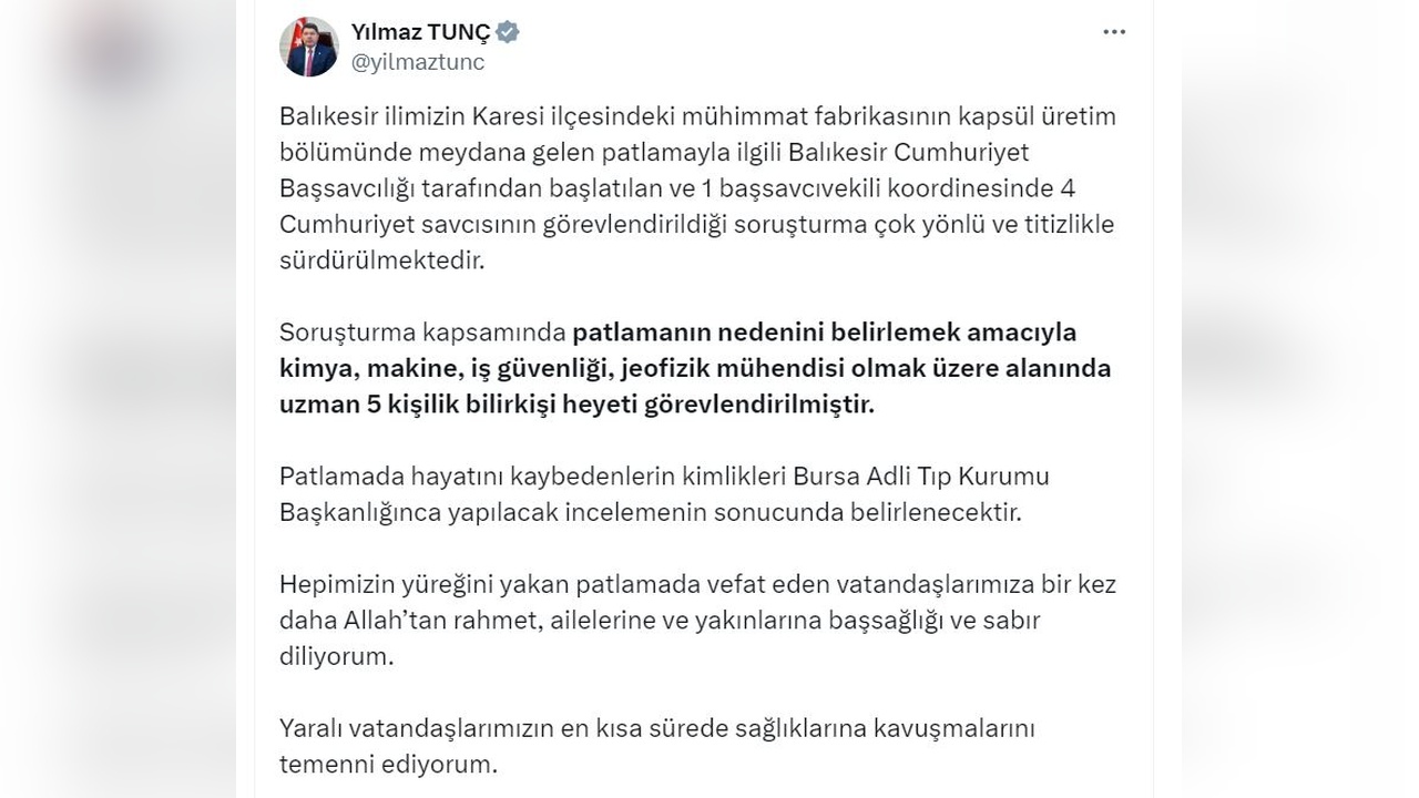 Balıkesir'deki Patlayıcı Fabrikasında Trajik Patlama
