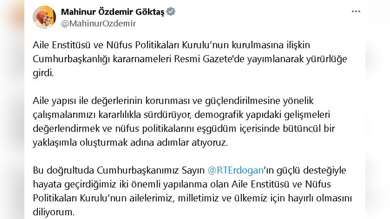Yılmaz'dan Nüfus Politikaları Kurulu Açıklaması