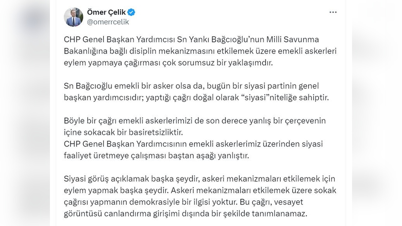 Çelik'ten Bağcıoğlu'na Sert Tepki