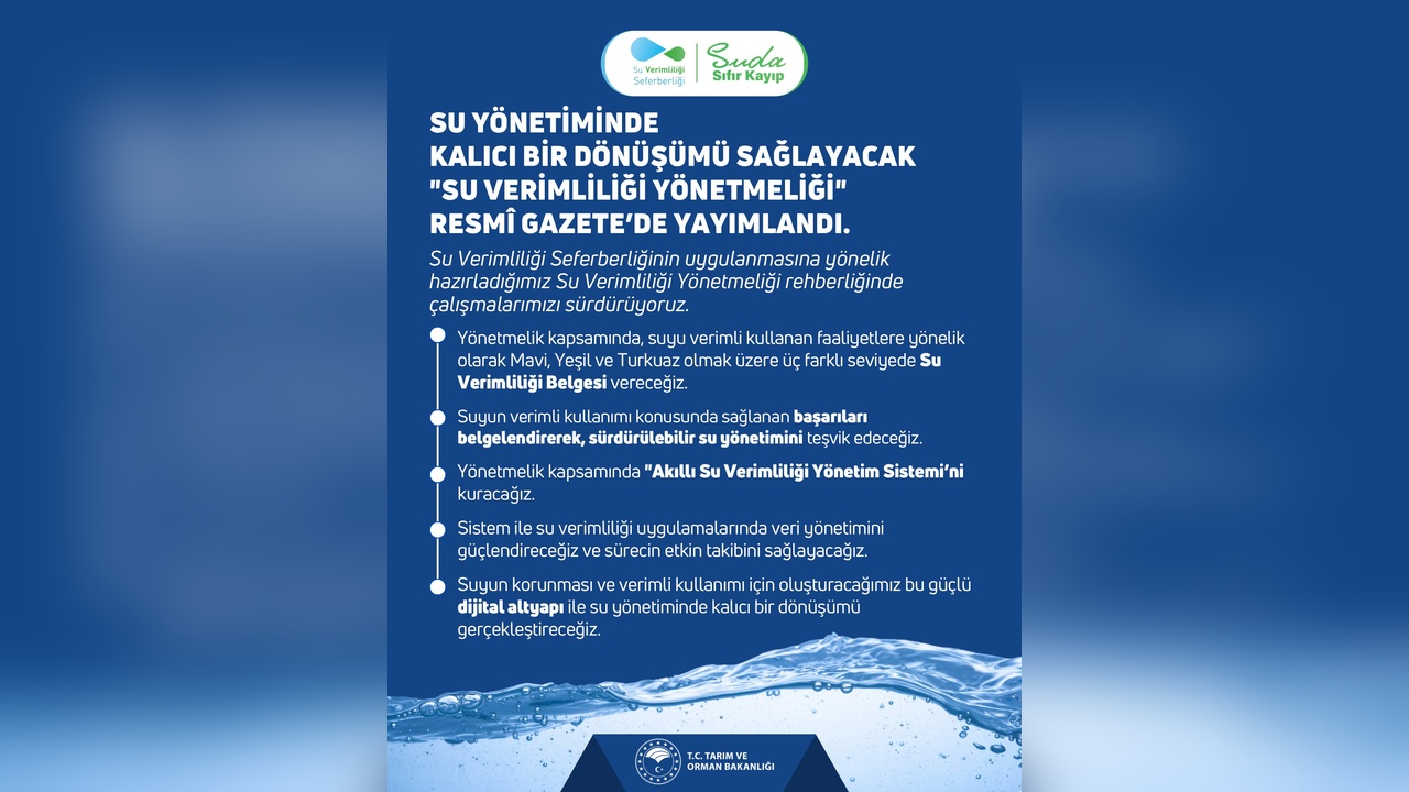 Yeni Su Verimliliği Yönetmeliği Resmi Gazete'de Yayınlandı