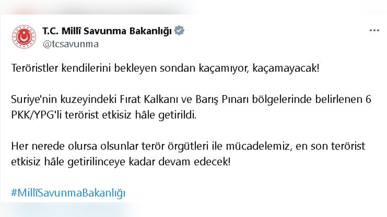 Suriye'nin Kuzeyinde Terörle Mücadele Operasyonu Gerçekleşti