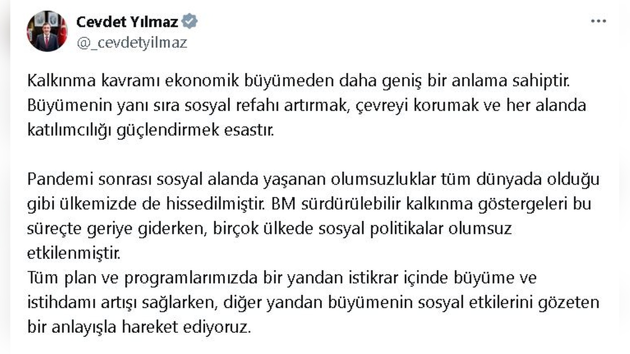 Cumhurbaşkanı Yardımcısı Yılmaz'dan Gelir Dağılımı Açıklaması