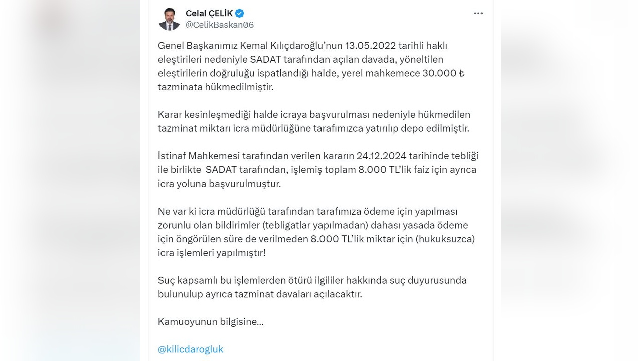 Kılıçdaroğlu'nun Mal Varlıklarına Haciz İşlemi Gerçekleşti